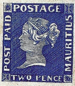 Blue Mauritius stamp — Post Office Mauritius 1847, one of the world's rarest stamps