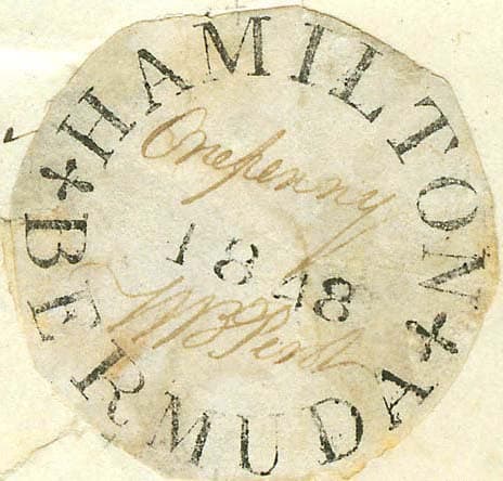 Perot Provisional Bermuda first postage stamp