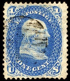 Benjamin Franklin 1-cent blue Z Grill stamp